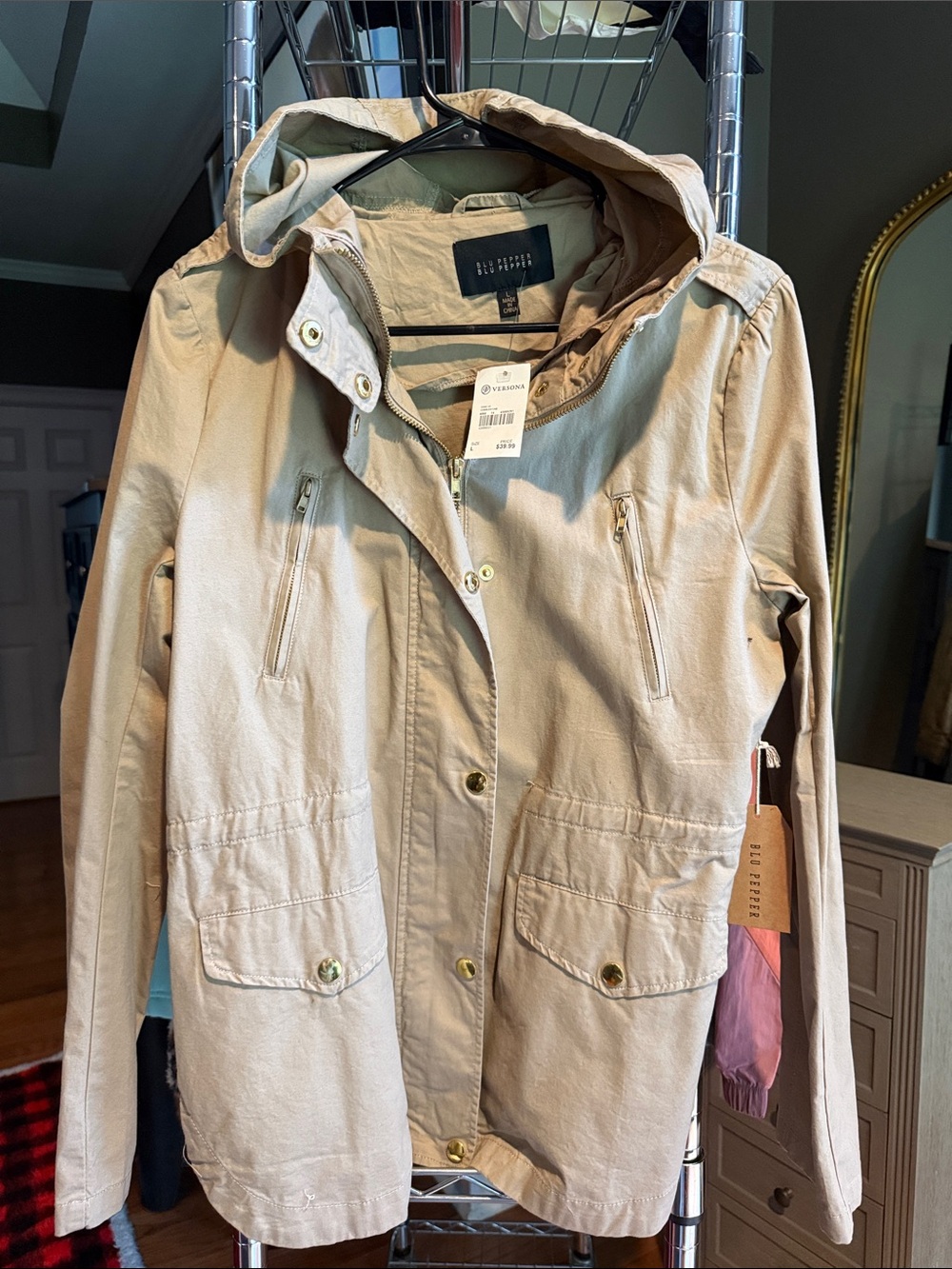 Beige Utility Hooded Jacket